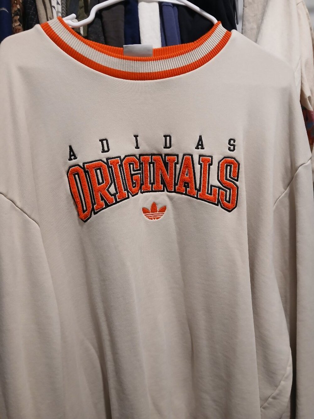 Adidas Originals Retro Crewneck Sweatshirt Cream Orange Size 2XL Oversized